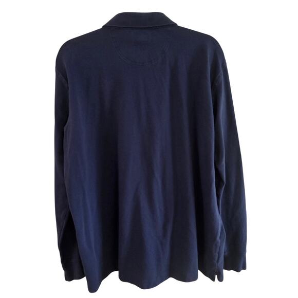 Faconnable Long Sleeve Polo Shirt Mens XL Navy Blue Henley Style Classic - Picture 2 of 8